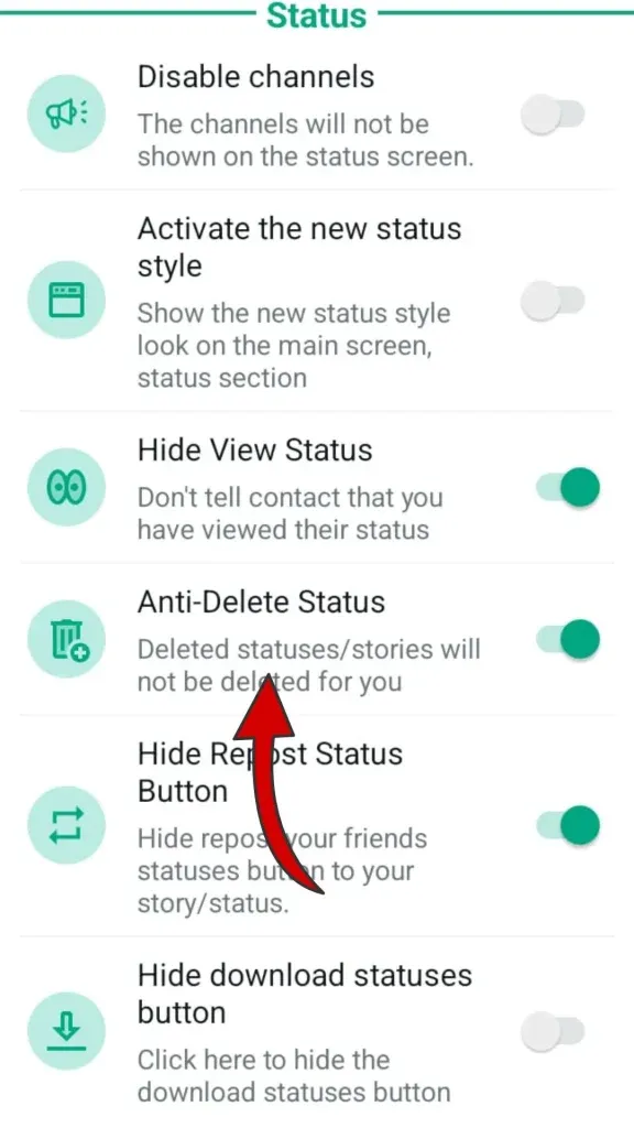 Anti Delete Status — WhatsApp Plus screenshot
