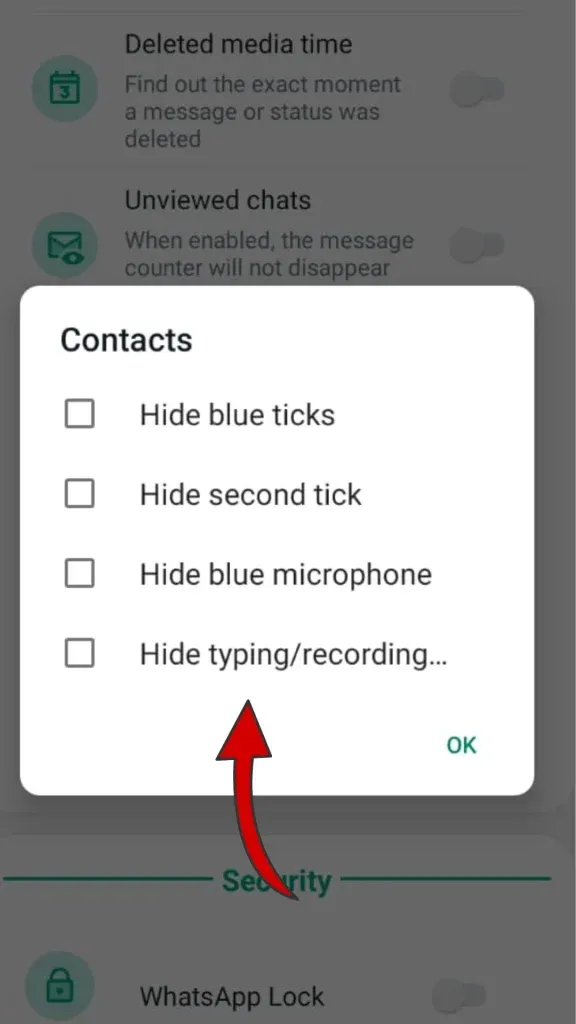 Hide Blue Ticks — WhatsApp Plus screenshot
